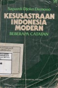 Kesusastraan Indonesia Modern : Beberapa Catatan
